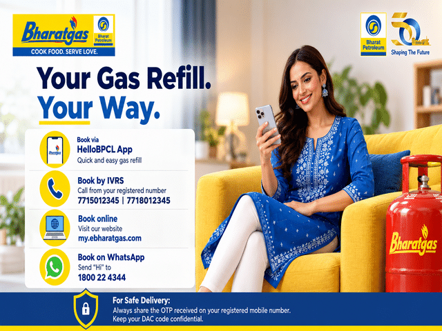 Bharatgas cylinder booking 2026: Book LPG refills through WhatsApp, UPI ...