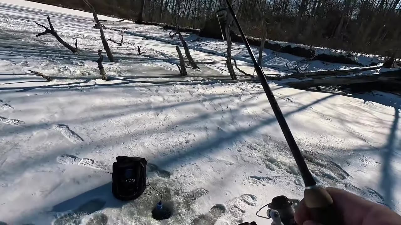 Anglers target crappie on a backroad ice fishing trip