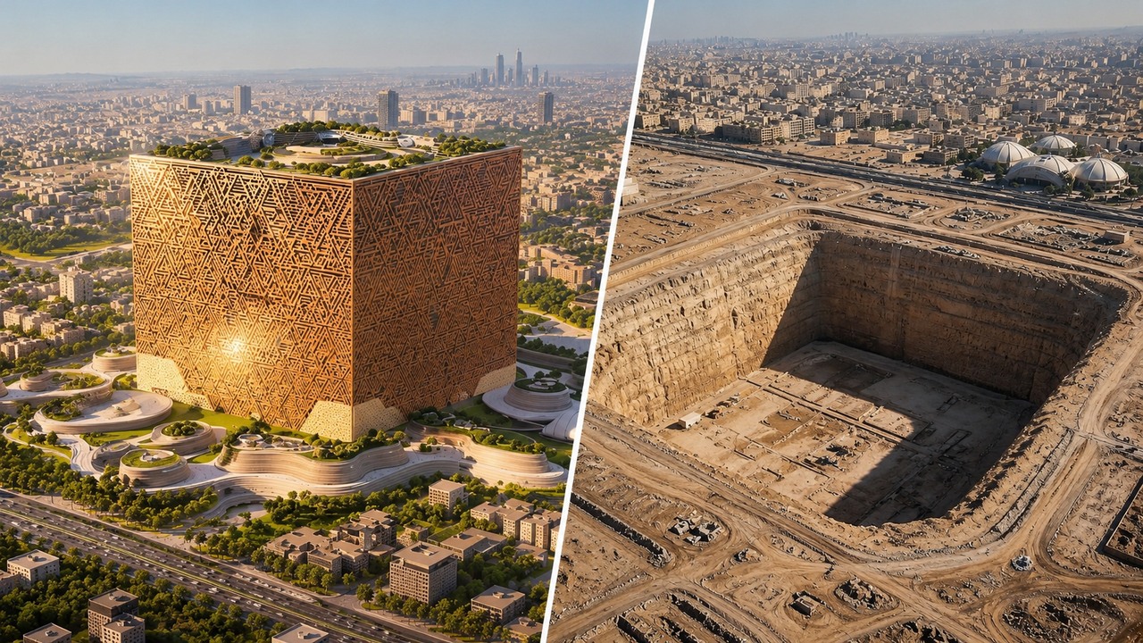 Saudi Arabia suspends construction of its 1,312-foot golden cube after ...