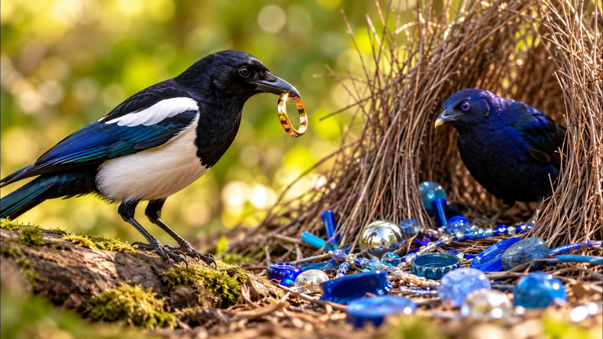 Why magpies, bowerbirds and other birds are attracted to shiny objects
