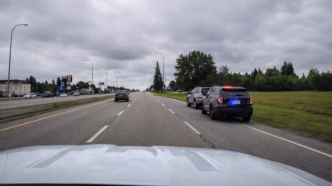 SUV speeds past traffic and draws police attention