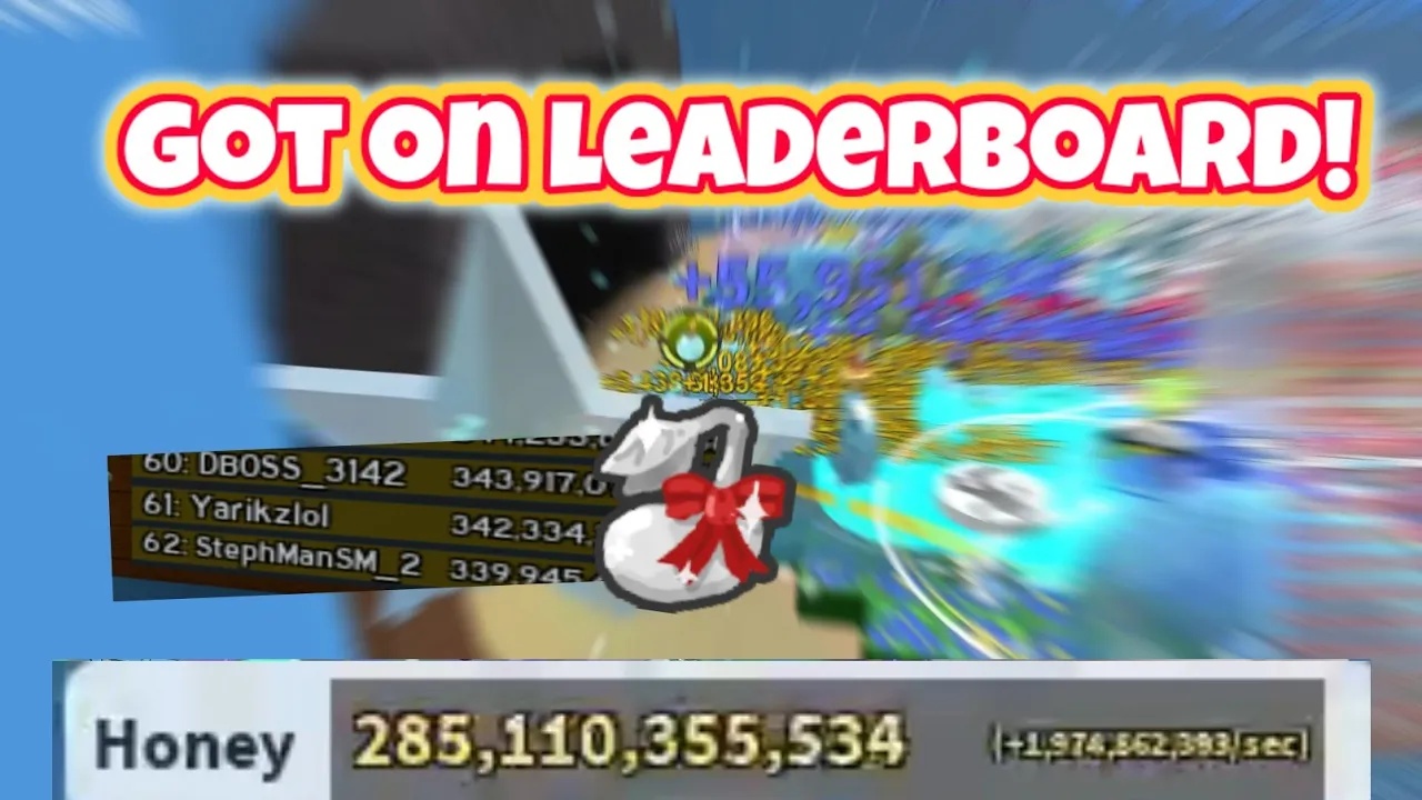 Using my first festive bean and got on leaderboards! (Bee Swarm Simulator)