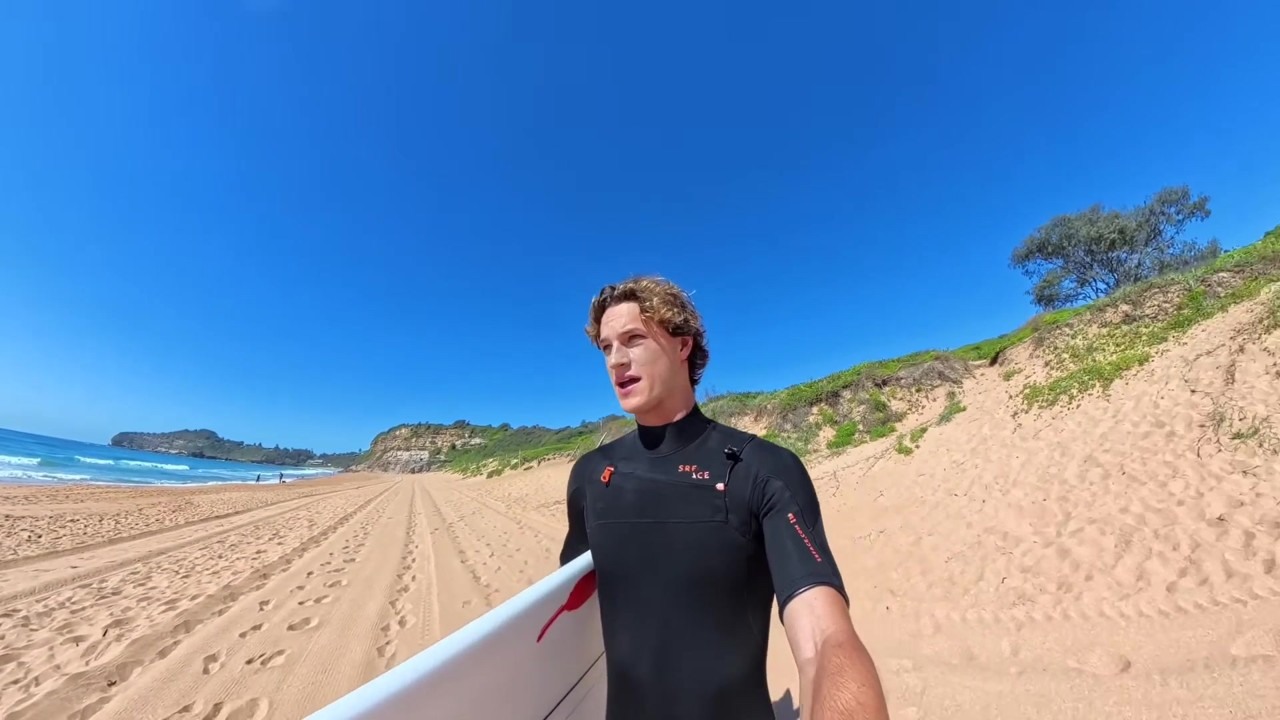 Noz starts a small-wave surf session in cold water