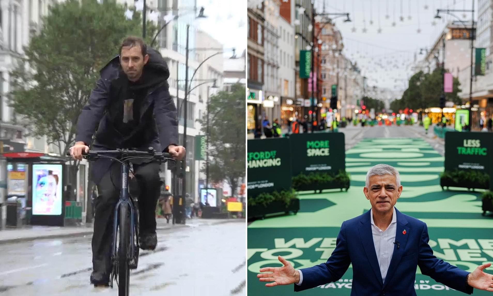 Cyclists run amok on Sadiq Khan's new pedestrian-only Oxford Street
