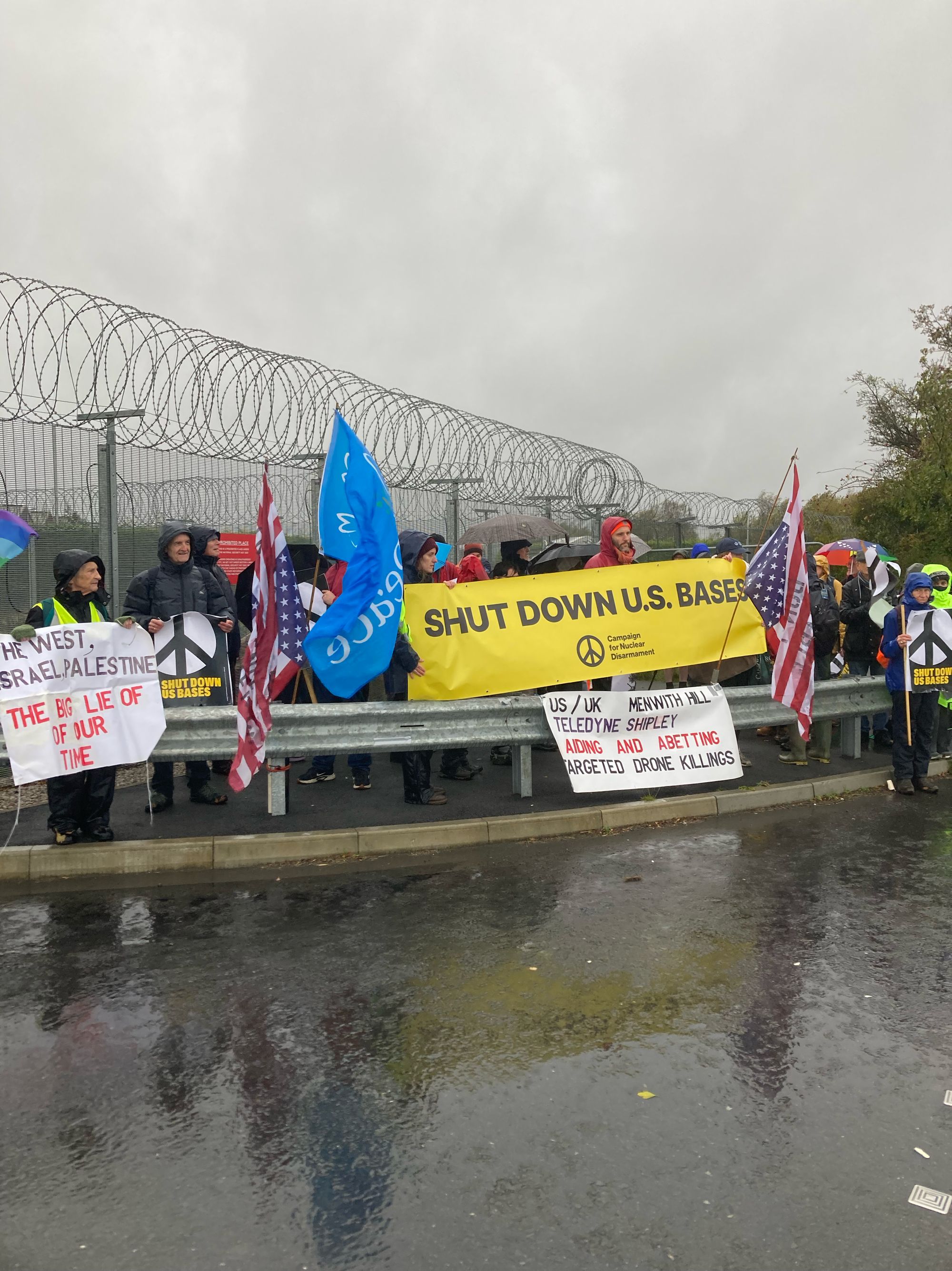 RAF Menwith Hill: Protestors brave torrential weather to call for base ...