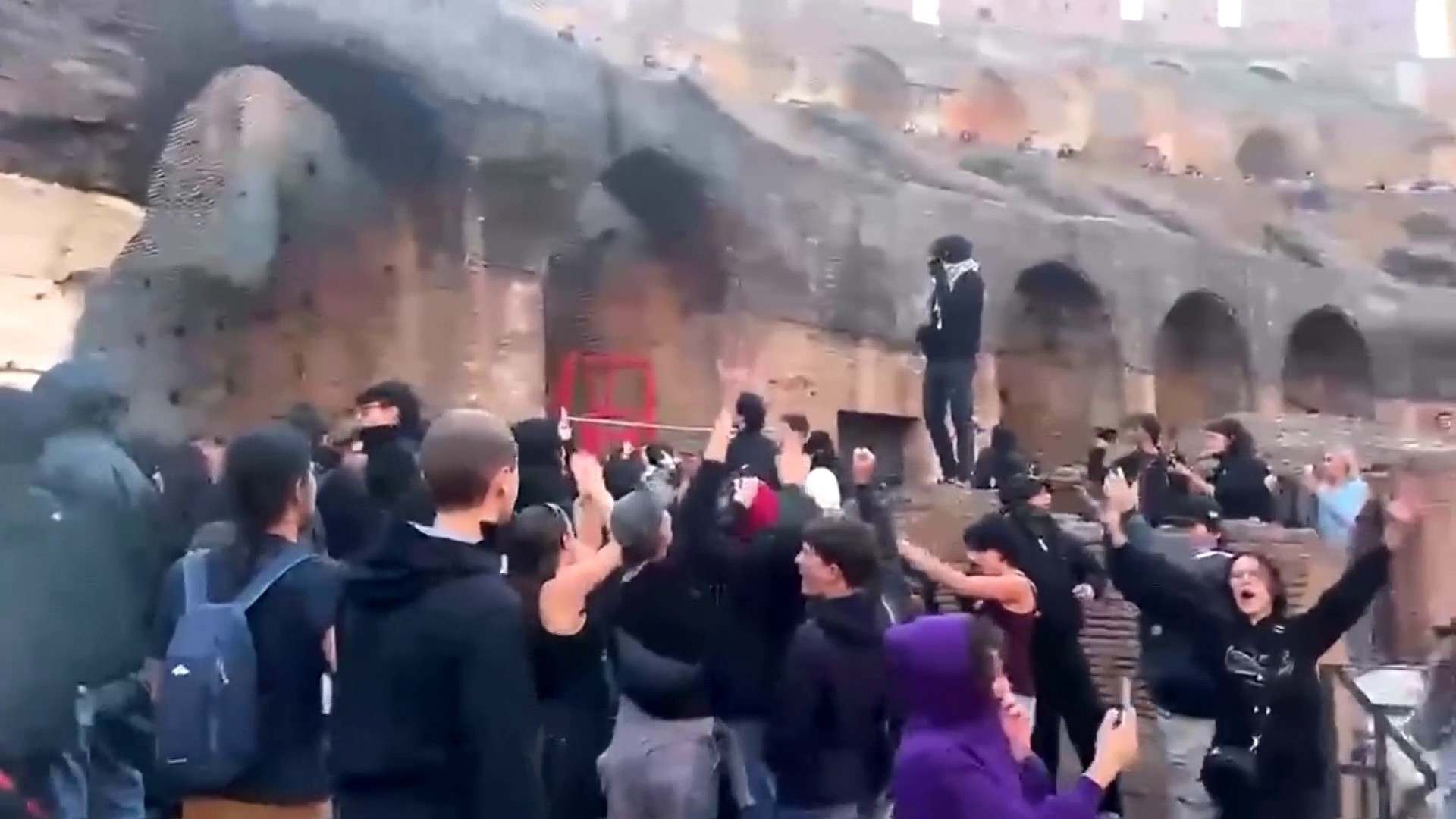 Protesters storm Rome’s Colosseum as political unrest surges
