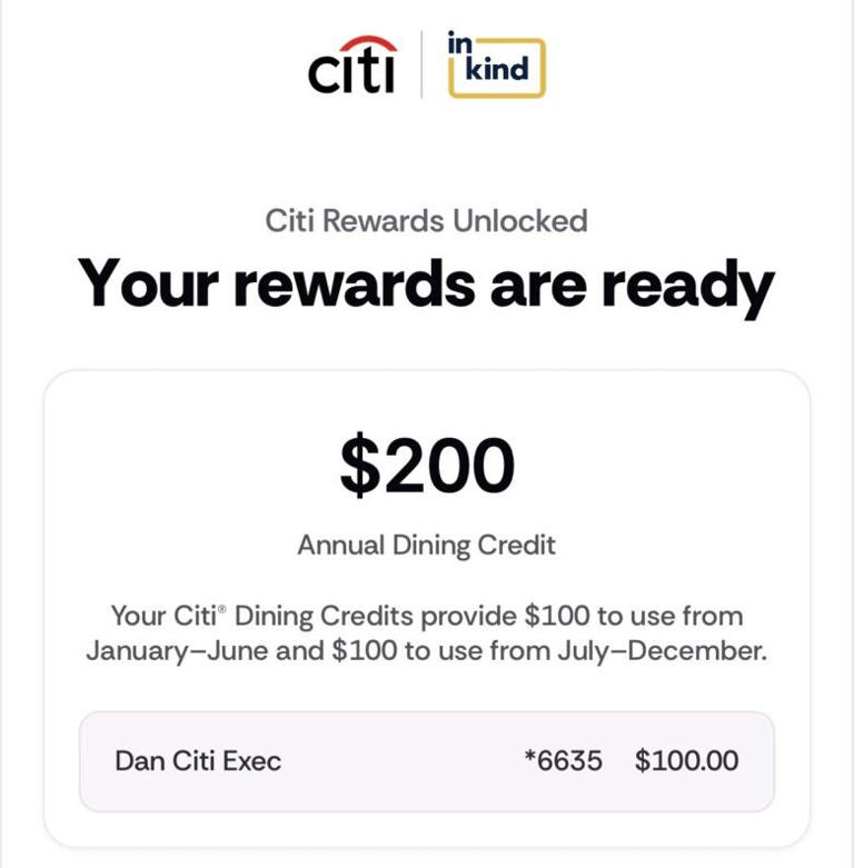 Citi AAdvantage Executive Card adds $200 dining credit via inKind