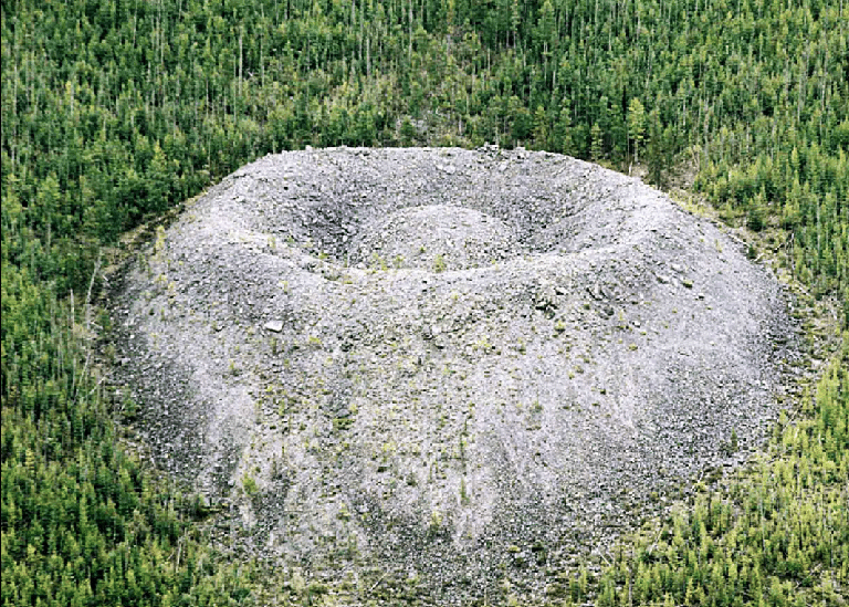 A mysterious 40-meter cone of about a million tons of limestone rises ...
