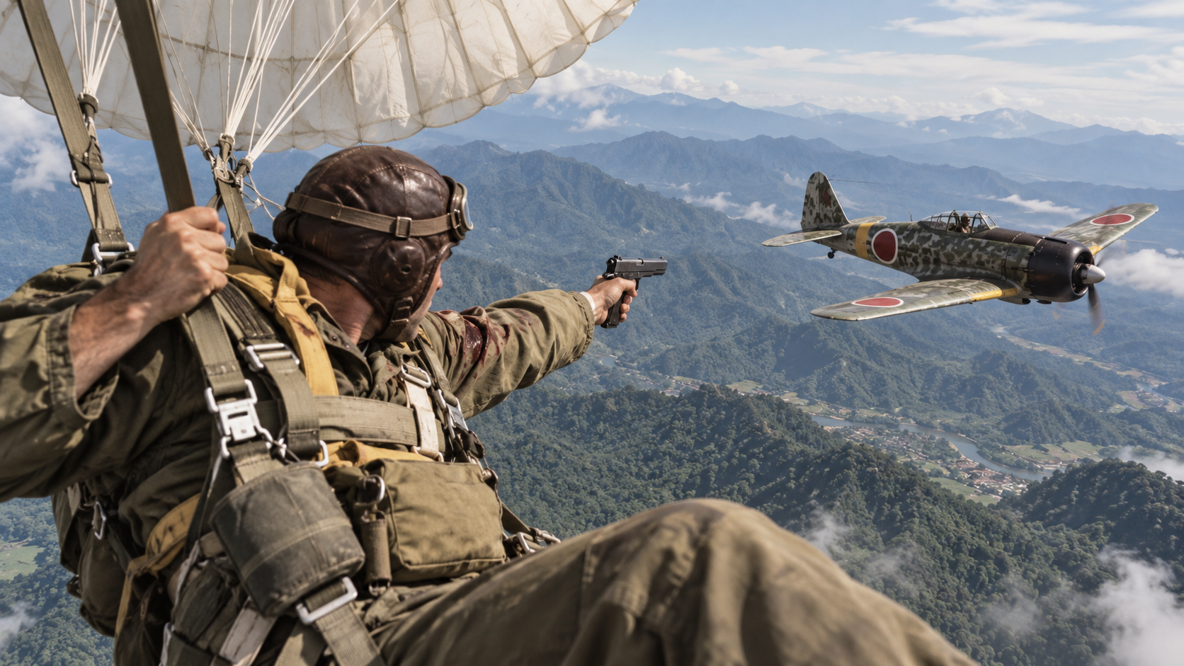 How a US airman fought back with a pistol while parachuting over Burma ...