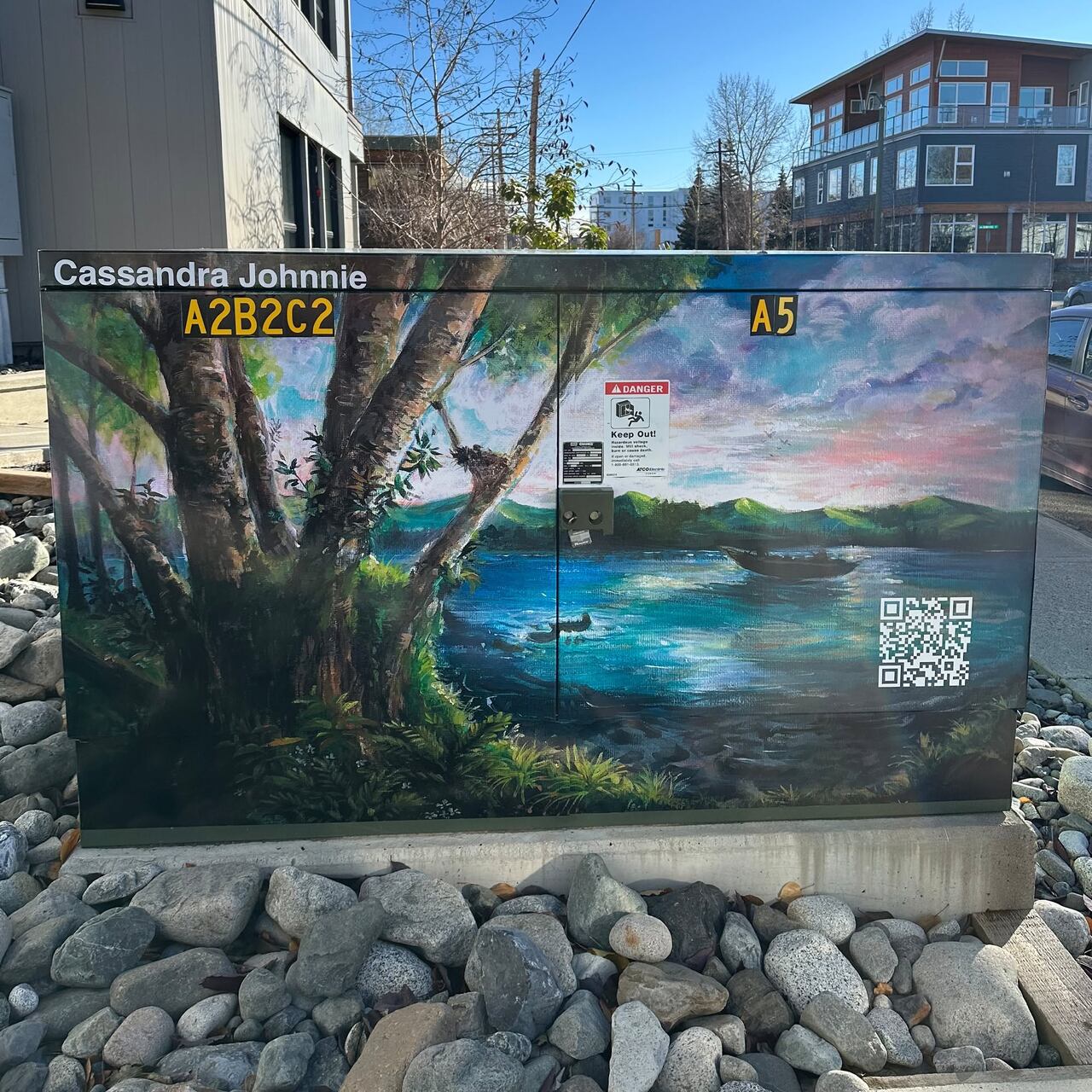 Pelly Crossing, Yukon, artist's paintings spruce up utility box in ...