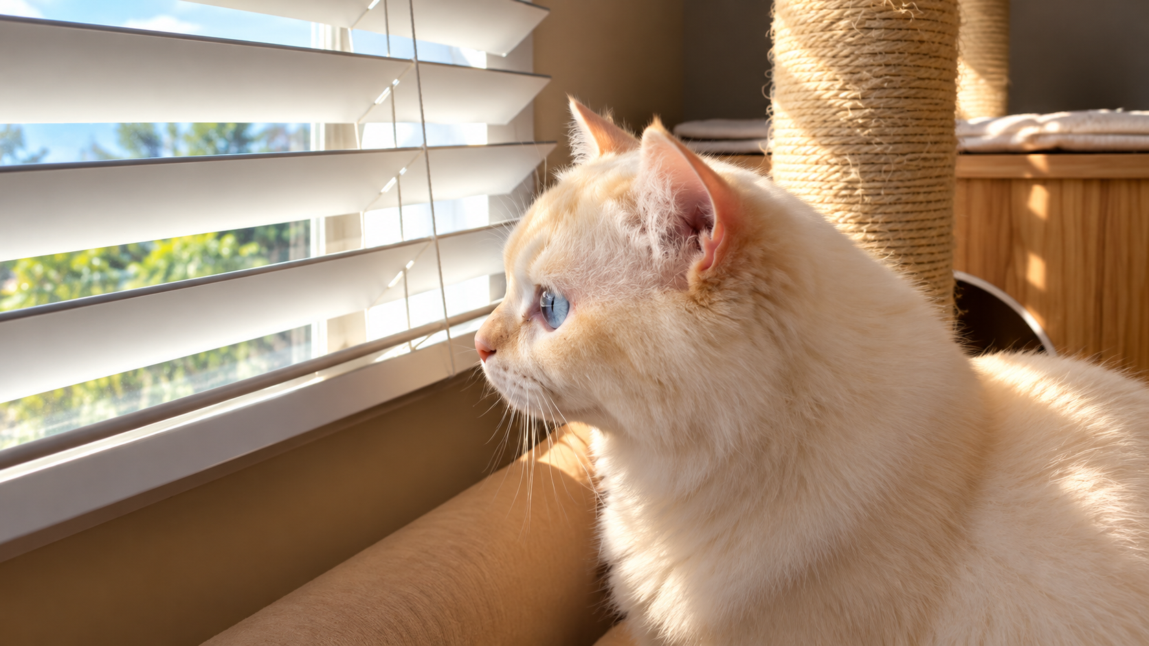 Why this round-faced cat stands to spy on neighbors