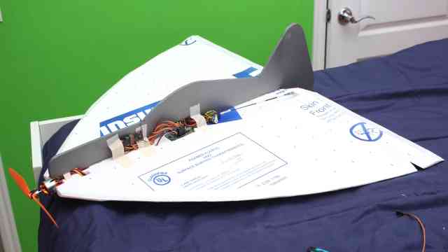 Testing a gyro stabilized delta yak RC aircraft