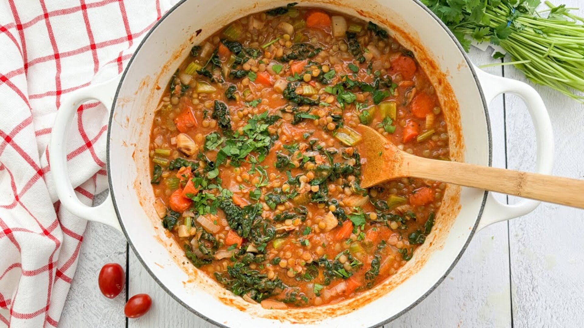 Roasted veggie and tomato lentil soup recipe