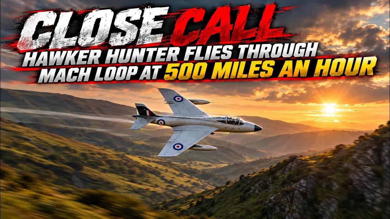 Hawker Hunter flies through the Mach Loop at 500 mph