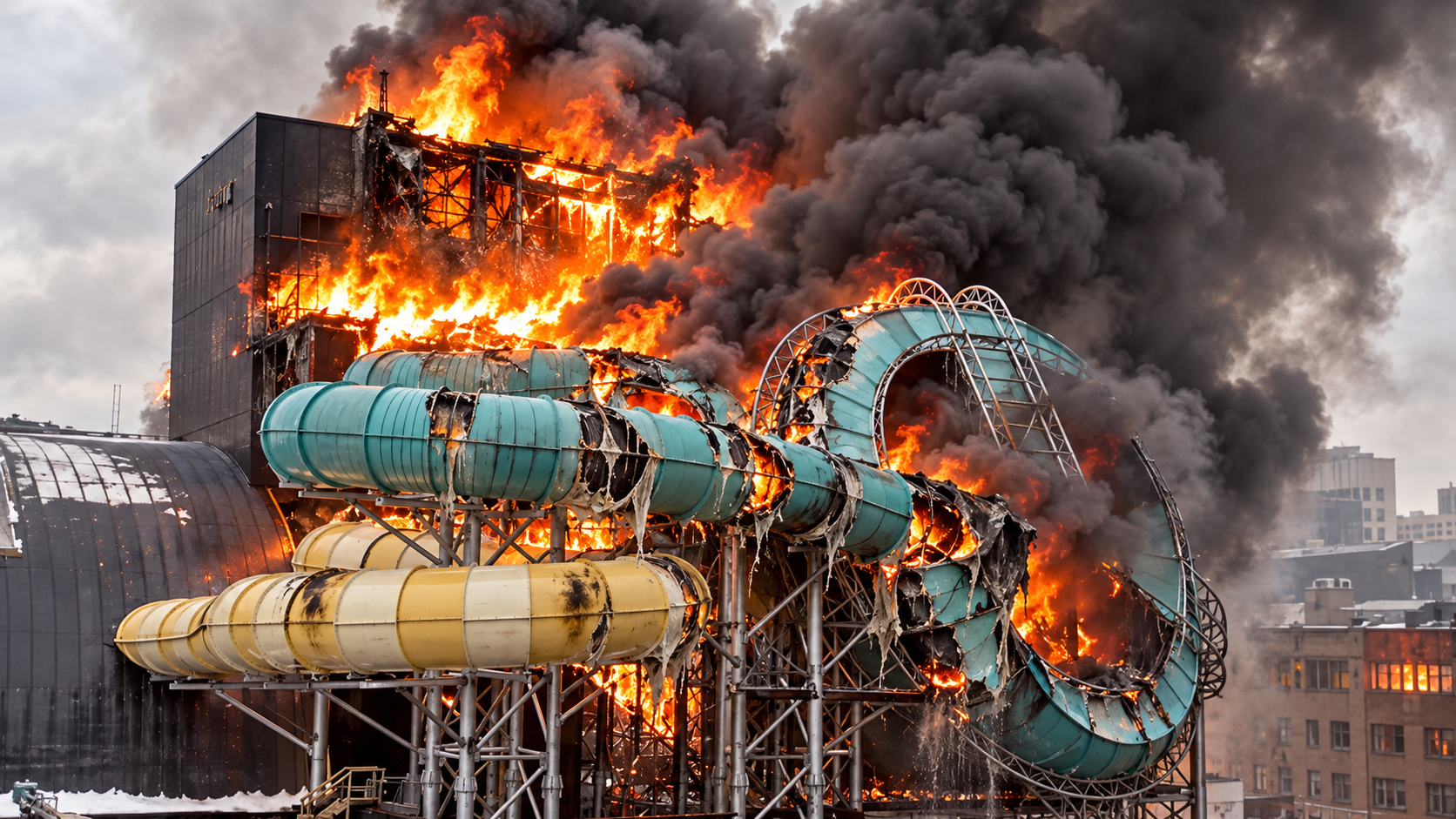Workers were testing the water park’s fire alarms… then a real fire ...