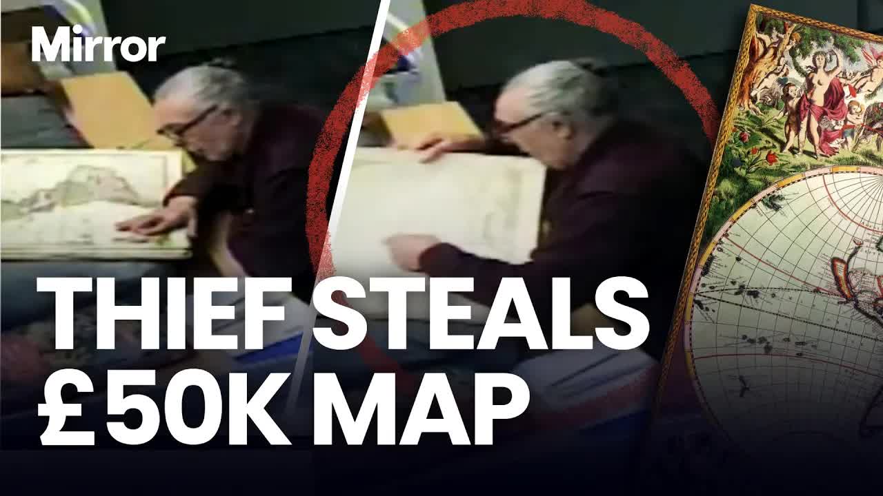 Moment art thief pinches 17th century map from London museum after ...