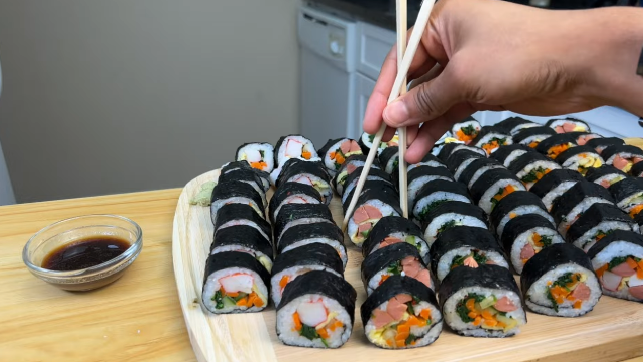 Healthy kimbap rice rolls for a lighter meal