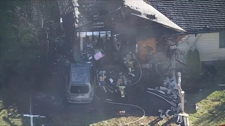 Firefighters respond to house and car fire in Burlington County, New Jersey