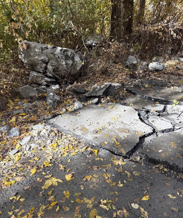 Terrifying moment massive rock slide almost wipes out Utah couple