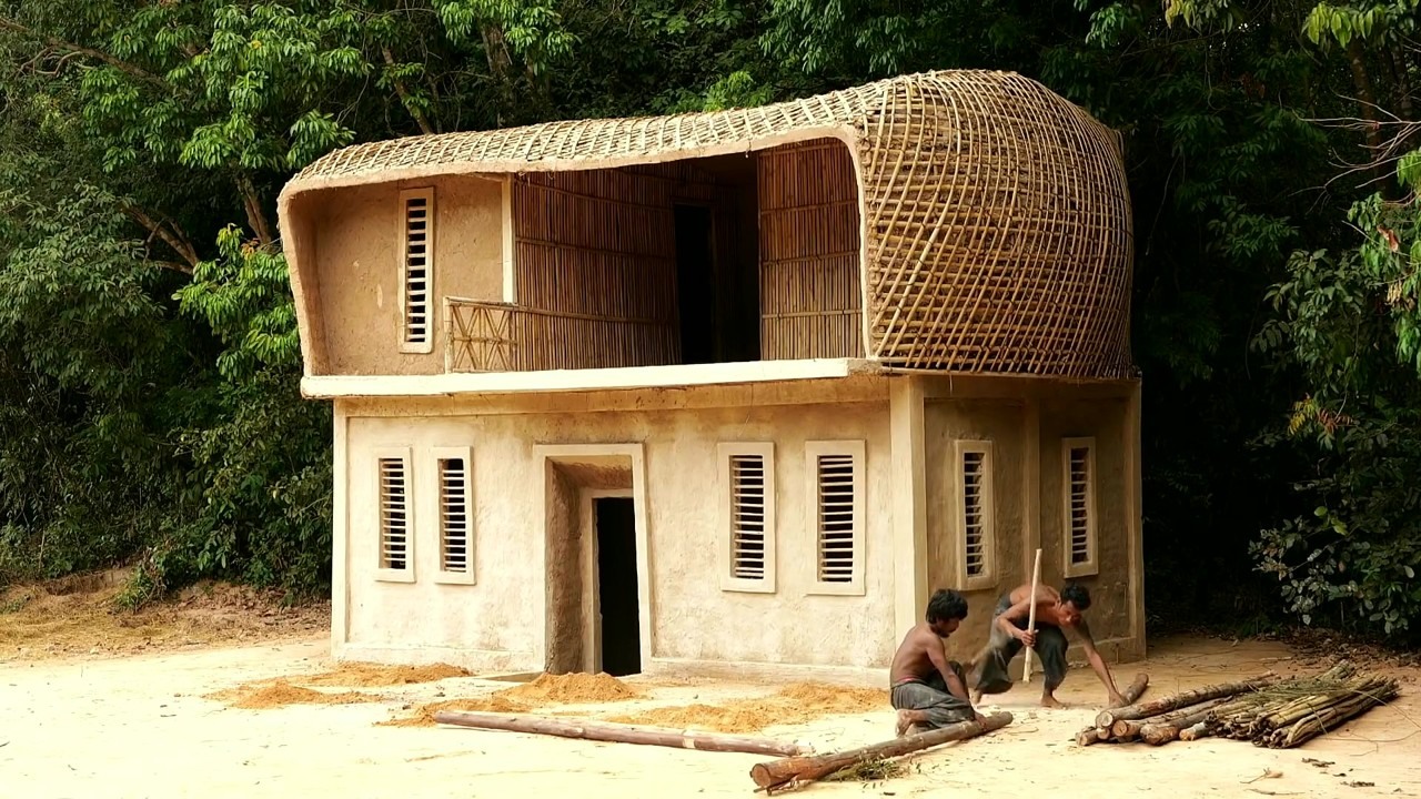 Cambodia jungle villa with an upper-level pool built by hand