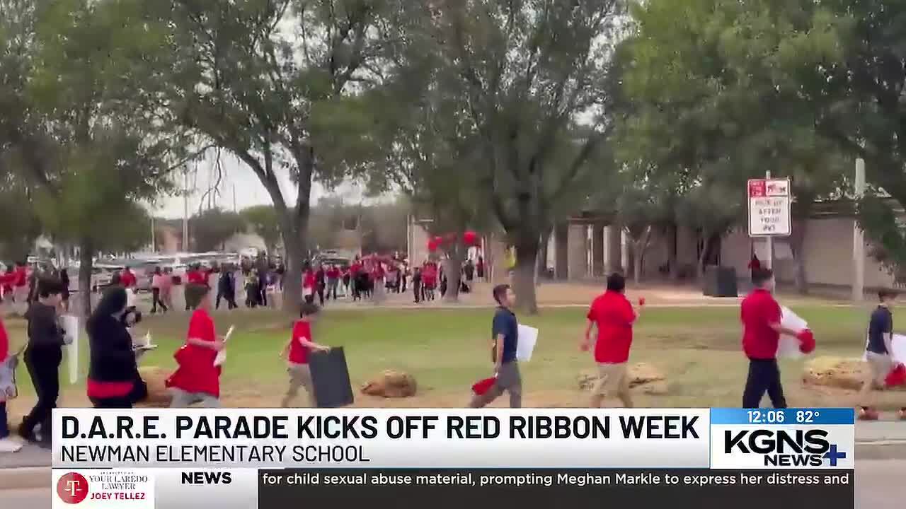 Newman Elementary students march for Red Ribbon Week