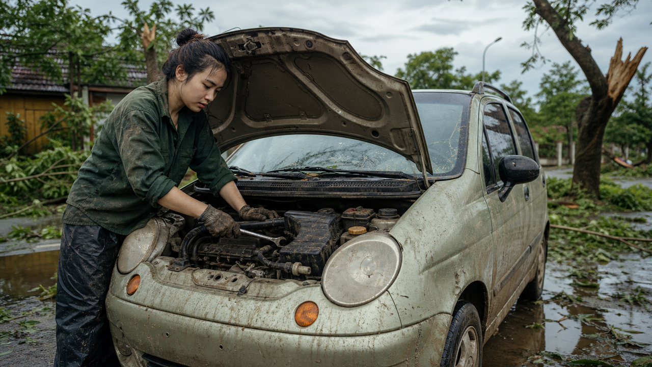 A storm-battered 1998 Daewoo Matiz gets a second chance
