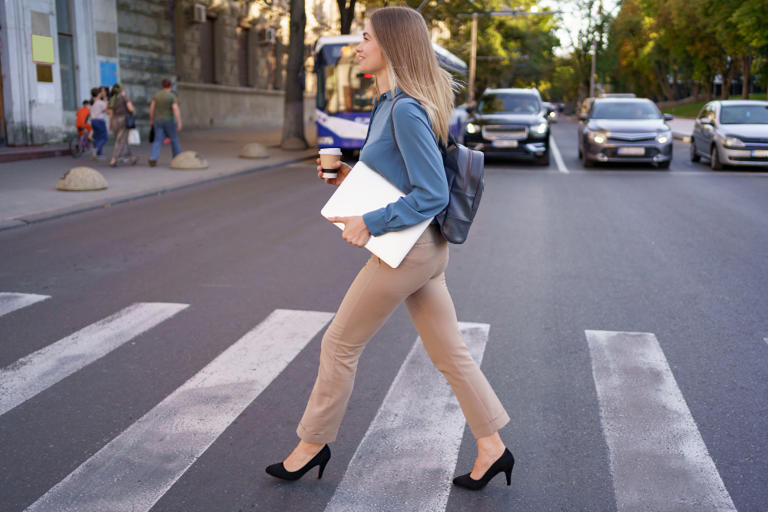The stripes on a pedestrian crossing were painted on because the ...