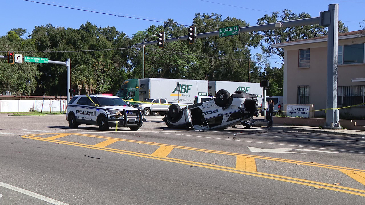 HART bus driver cited after Tampa police cruiser flips over in crash: TPD