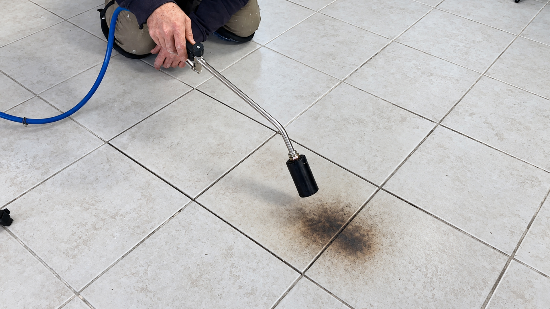 Watch a tiler use torch heat to pop stuck ceramic tiles without breaking