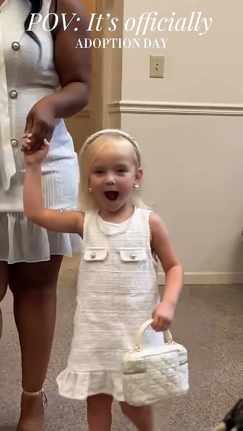 Little girl celebrates after learning she's being adopted