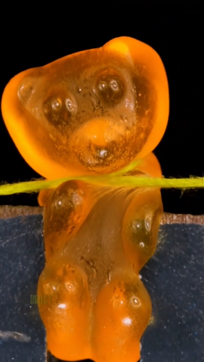 A close-up look at what happens to a gummy bear