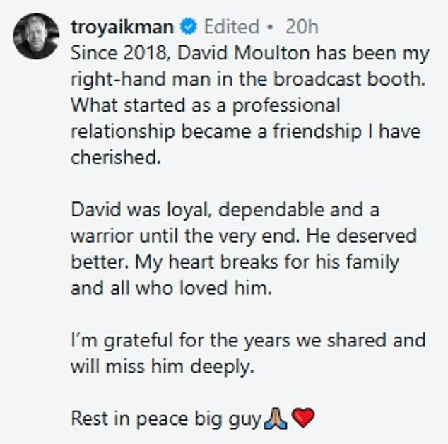 Sports broadcasting legend and Troy Aikman's right-hand man dead at 59 ...