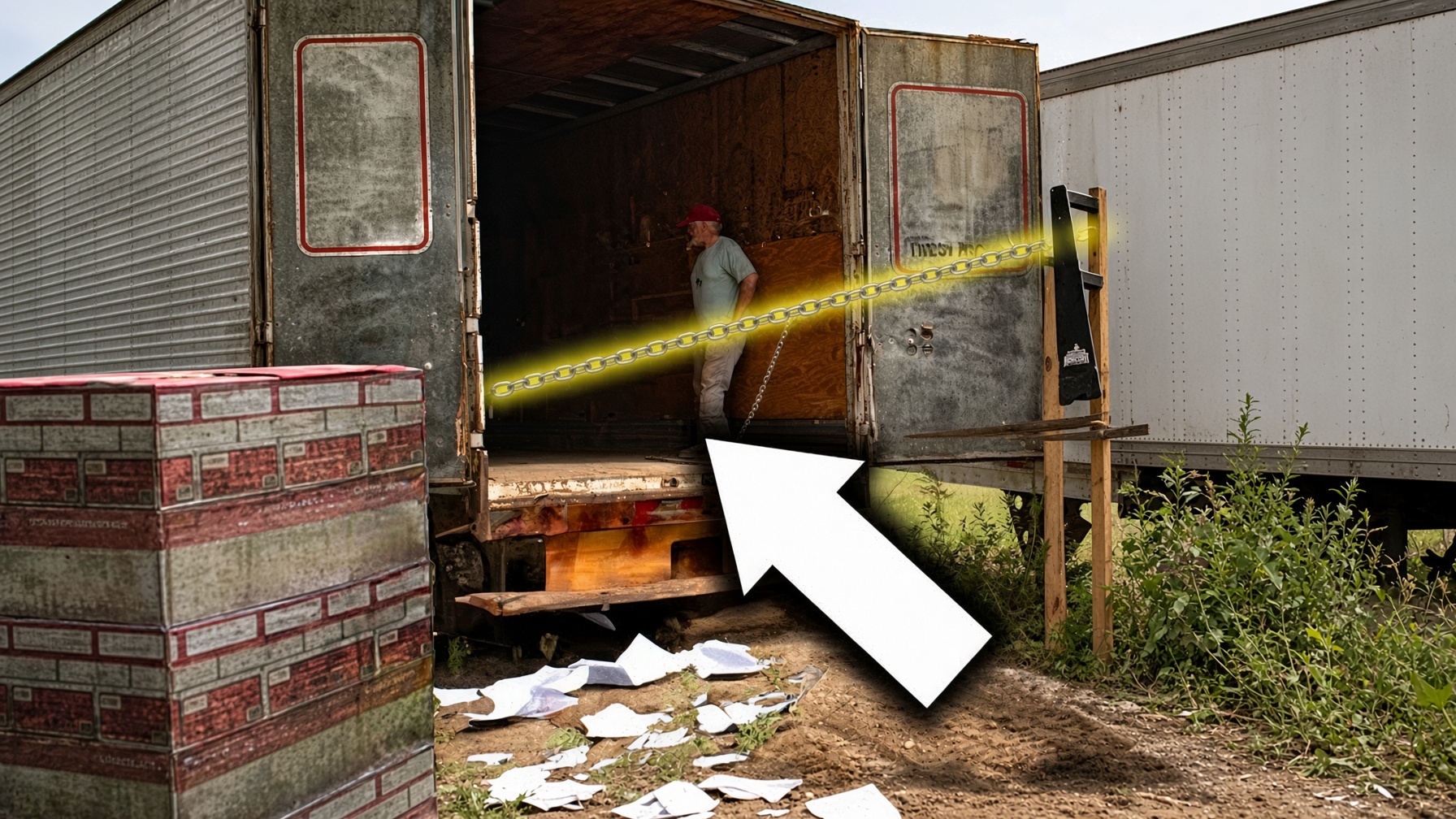 Finding a long-hidden item inside a semi-trailer