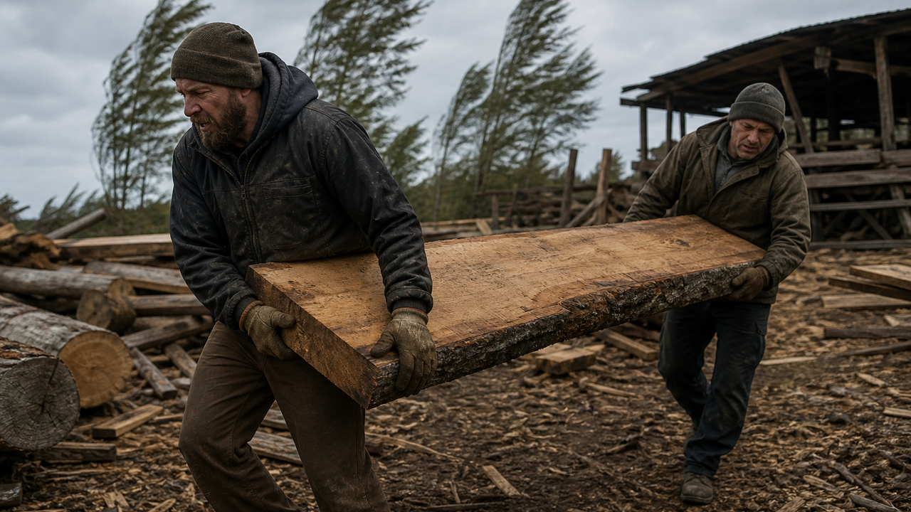 What it takes to move heavy wood slabs by hand