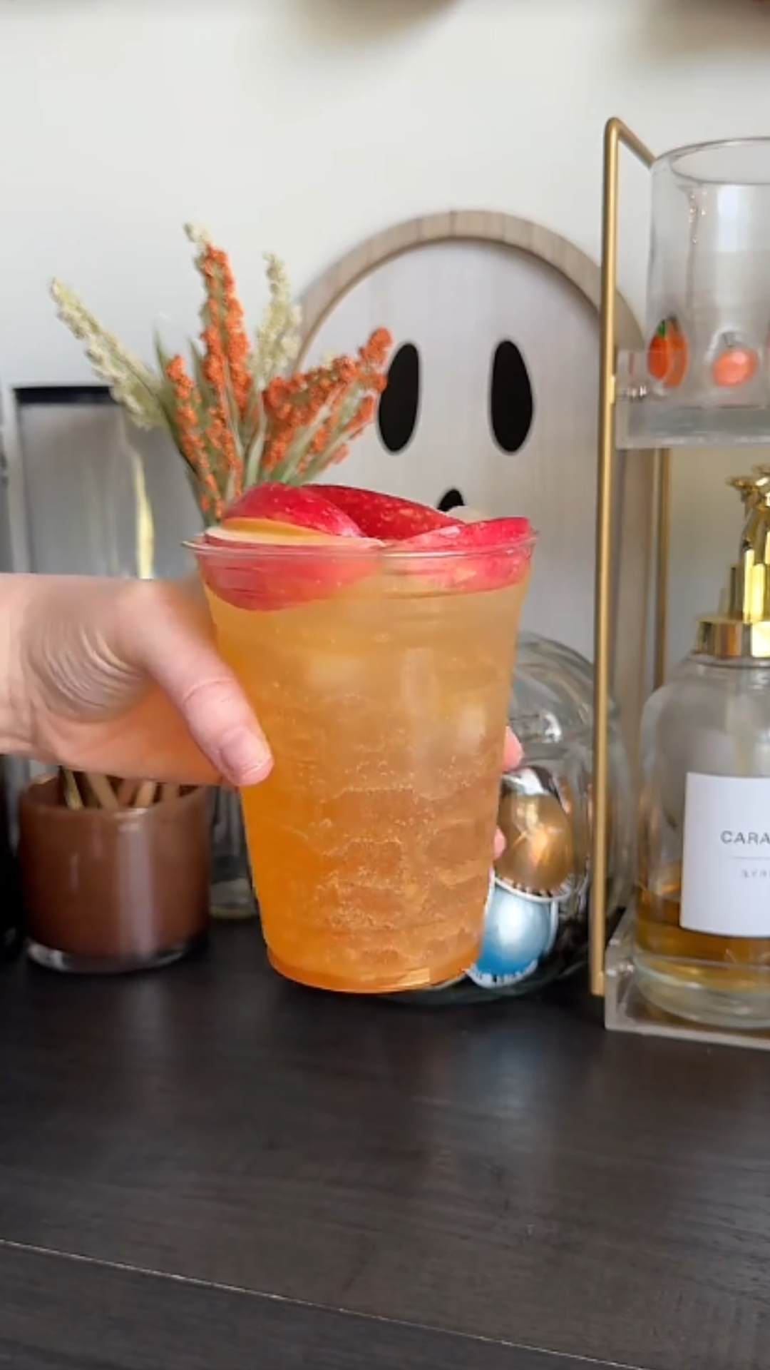 Apple cream refresher with caramel and cream soda
