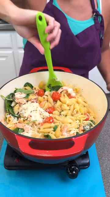 Creamy shrimp pasta with Boursin cheese