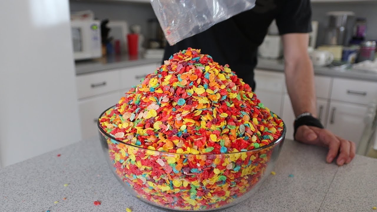 Massive bowl of Fruity Pebbles (challenge)
