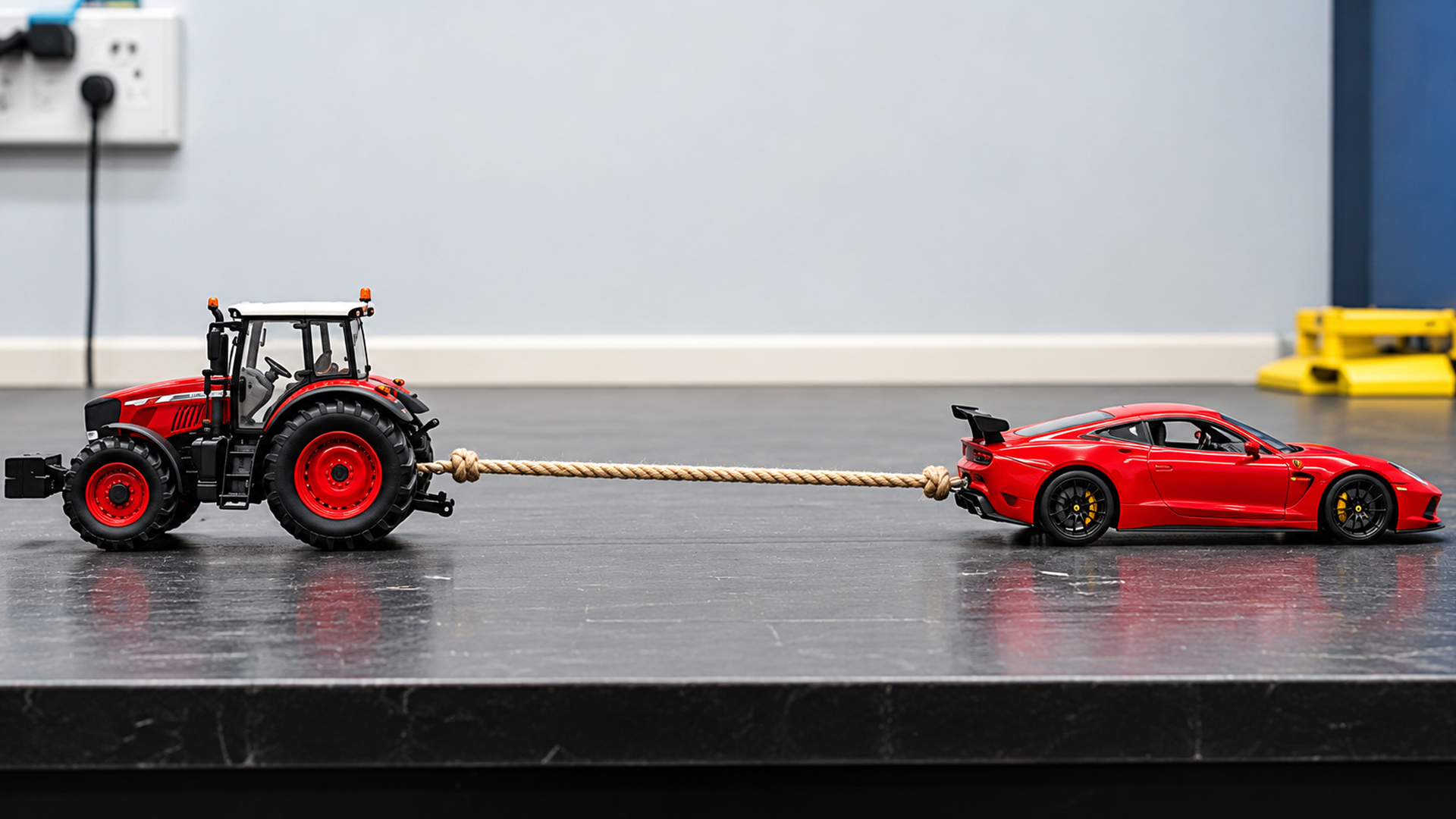 Watch two motorized model cars demonstrate how torque works against speed