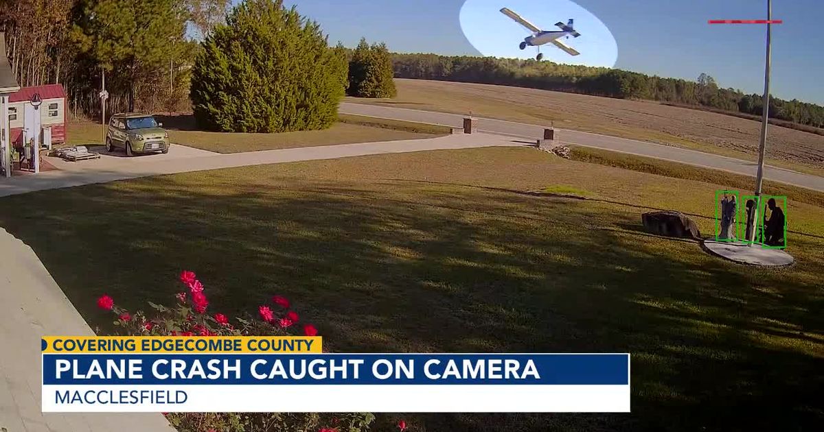 Surveillance video shows plane crash in Edgecombe County