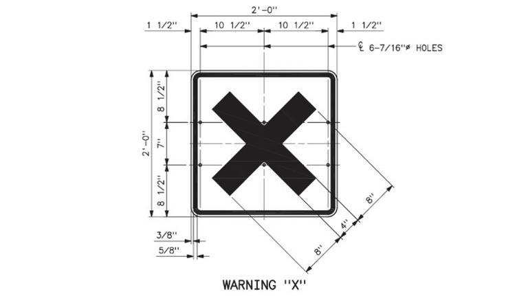 What does the yellow 'X' sign mean on top of power poles?