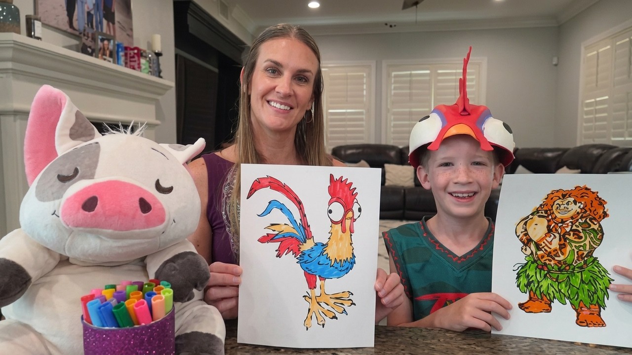 3 marker Moana challenge! Hei Hei in live action!