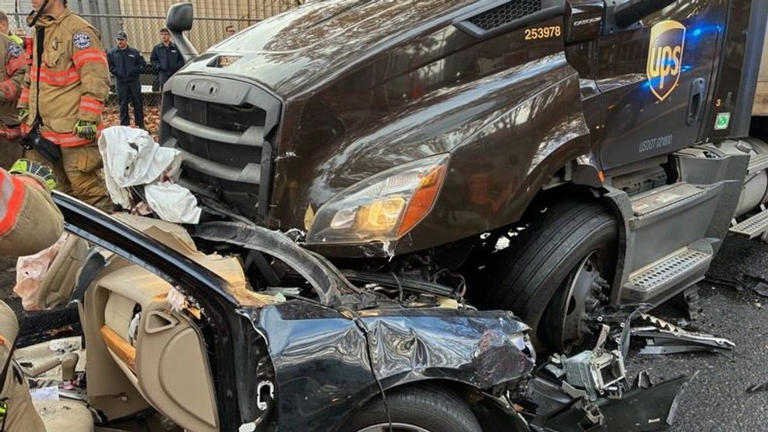 Portland firefighters rescue driver after crash with semi truck near ...