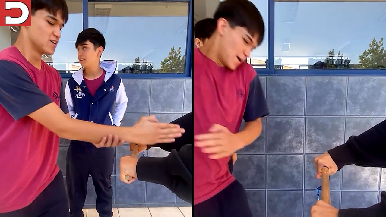 Guy shows off insane karate chop power