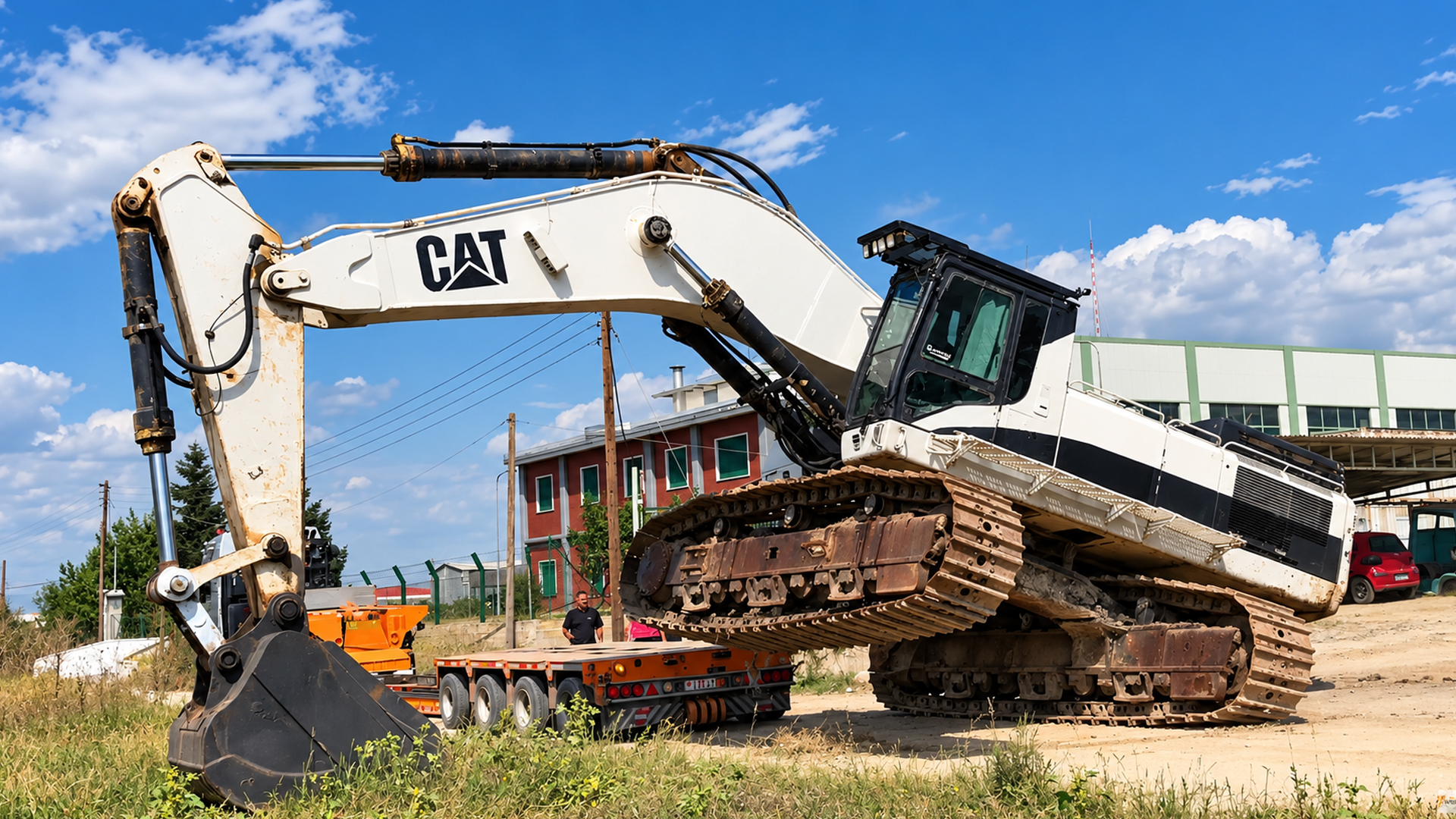 Watch an 85-ton Caterpillar excavator ride a Goldhofer lowbed to a mine