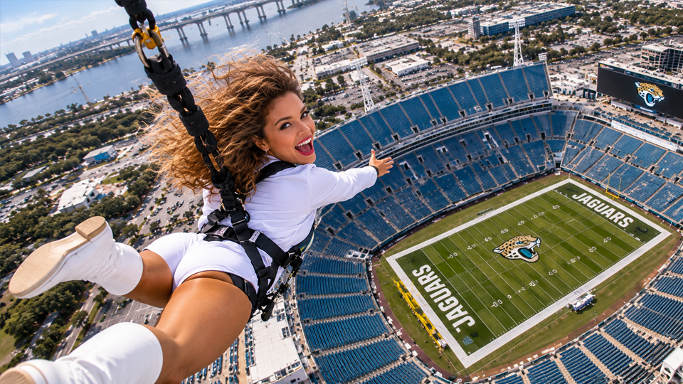 NFL stadium zipline delivers incredible aerial action