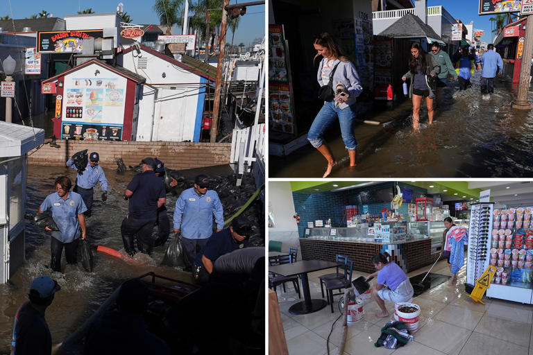 King tides swamp California city in floodwater as ocean surges up busy ...