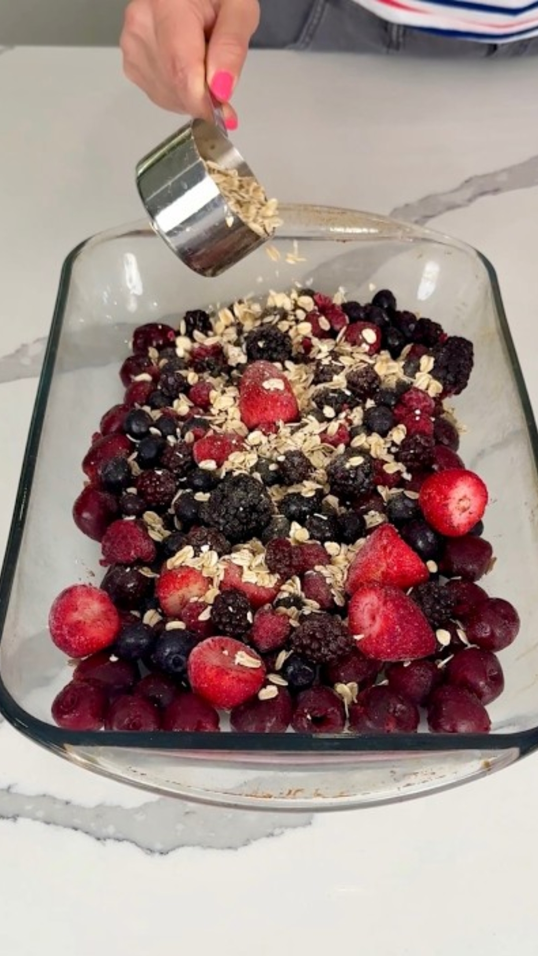 Frozen fruit dump cake for an easy homemade dessert