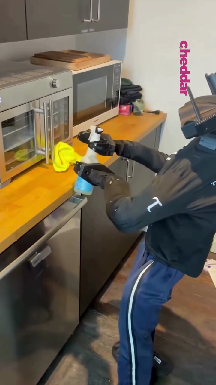 The robot cleaning this kitchen has a human at the controls!