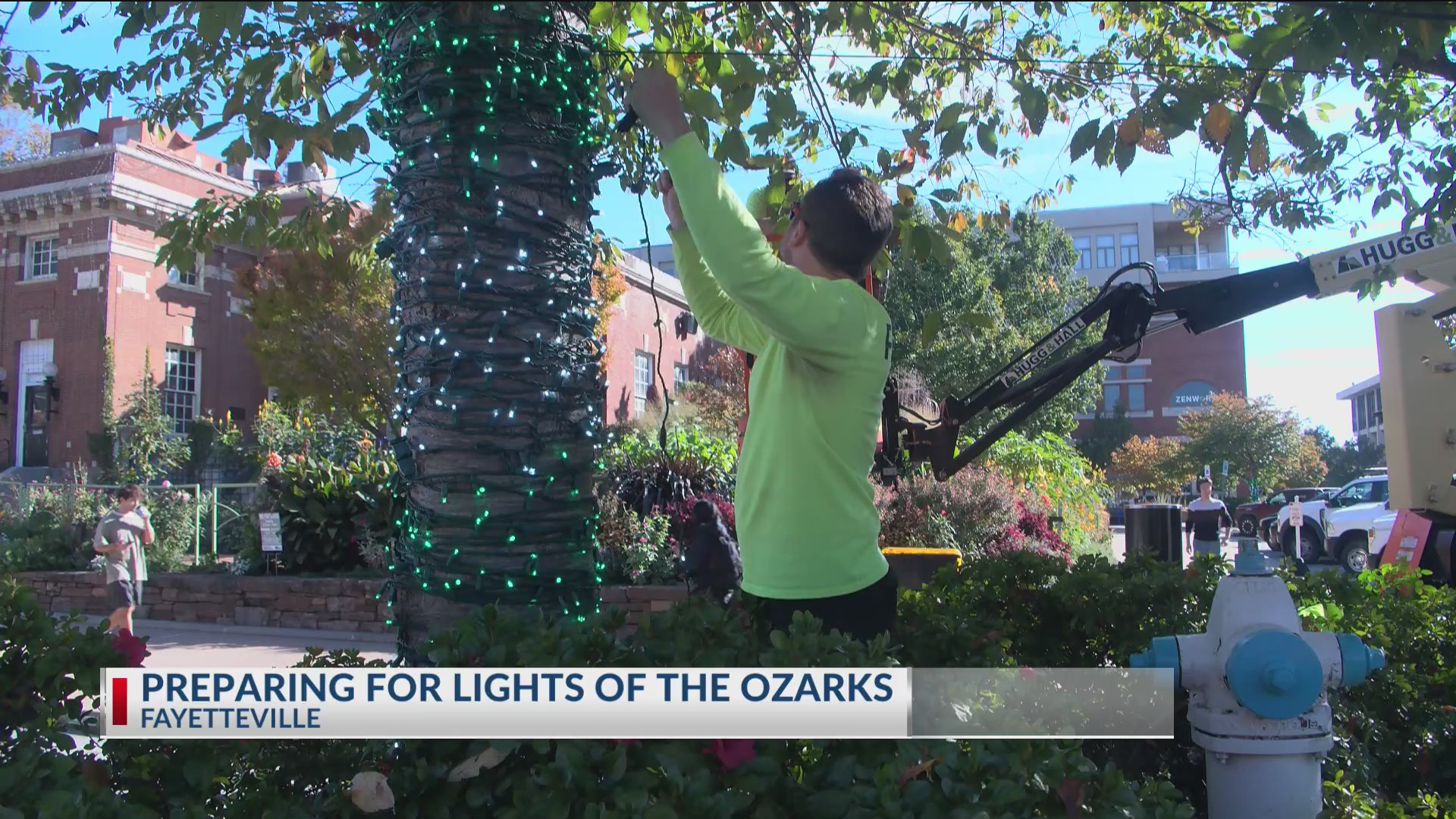 Preparing for Lights of the Ozarks at the Fayetteville Square