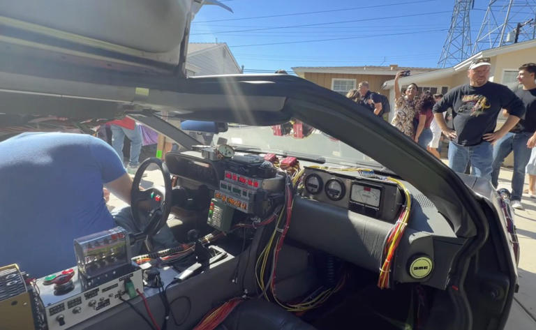 DeLorean time machines swarm LA home for Back to the Future fan fest